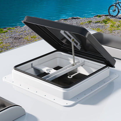 Weisshorn 350x350mm Caravan Roof Vent Hatch – RV Skylight for Motorhome Camper (Black)
