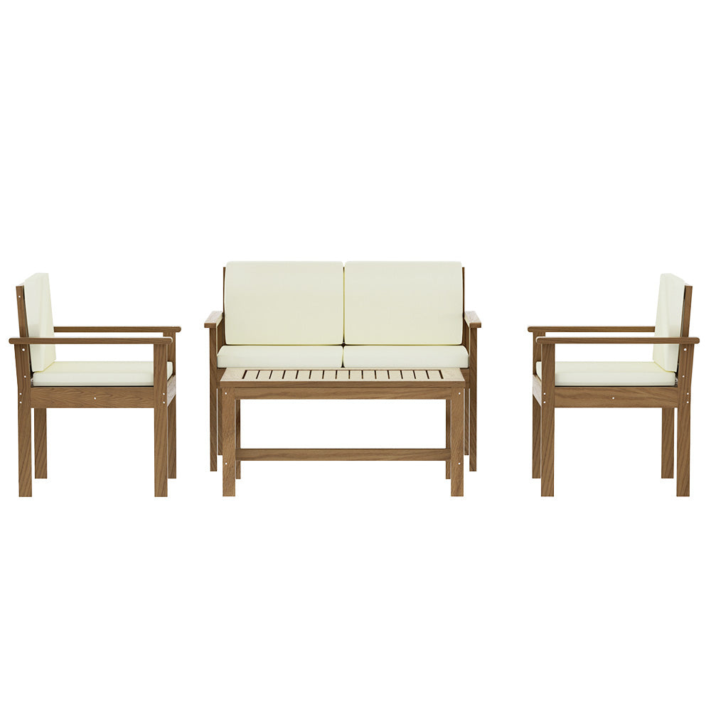 Gardeon 4-Piece Outdoor Wooden Sofa Set – Lounge Couch & Table Patio Setting