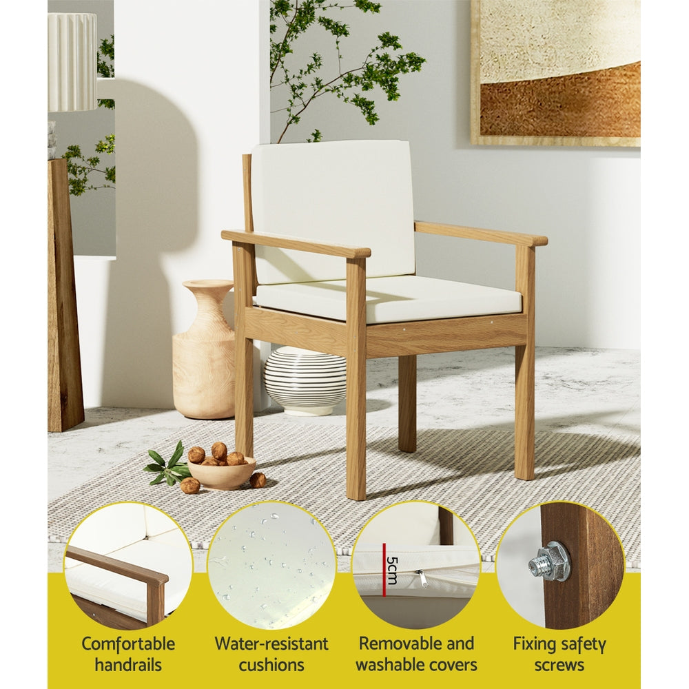 Gardeon 4-Piece Outdoor Wooden Sofa Set – Lounge Couch & Table Patio Setting