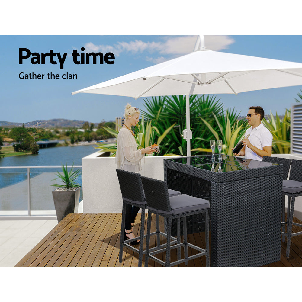 Gardeon 5-Piece Outdoor Bar Set – Wicker Dining Table & Stools Patio Setting