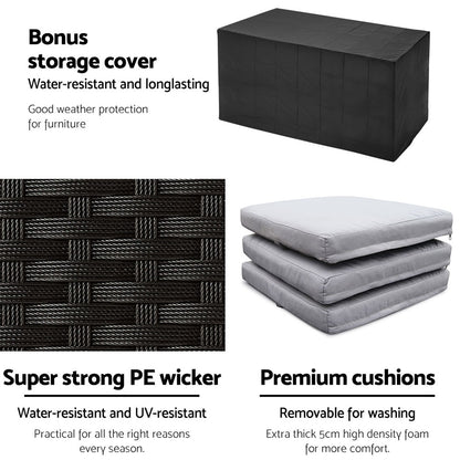 Gardeon 7PC Outdoor Bar Set – Wicker Dining Table & Stools Patio Furniture