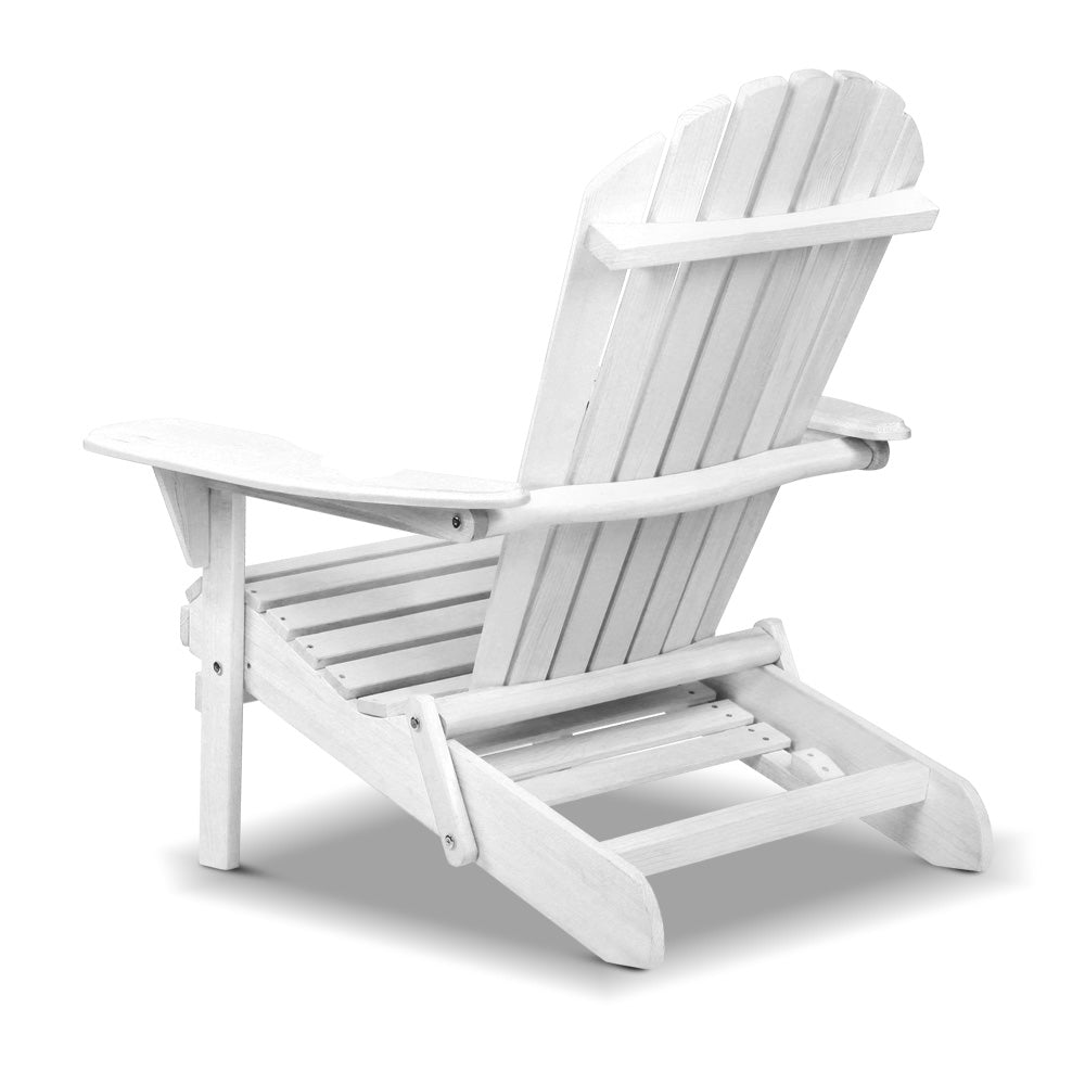 Gardeon Foldable Adirondack Outdoor Chairs – White Wooden Beach & Patio Furniture