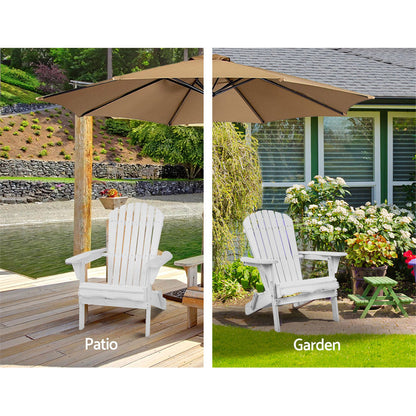 Gardeon Foldable Adirondack Outdoor Chairs – White Wooden Beach & Patio Furniture