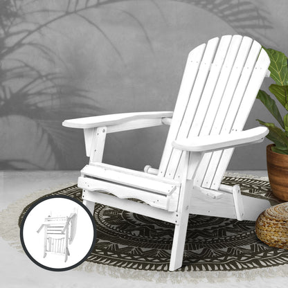 Gardeon Foldable Adirondack Outdoor Chairs – White Wooden Beach & Patio Furniture