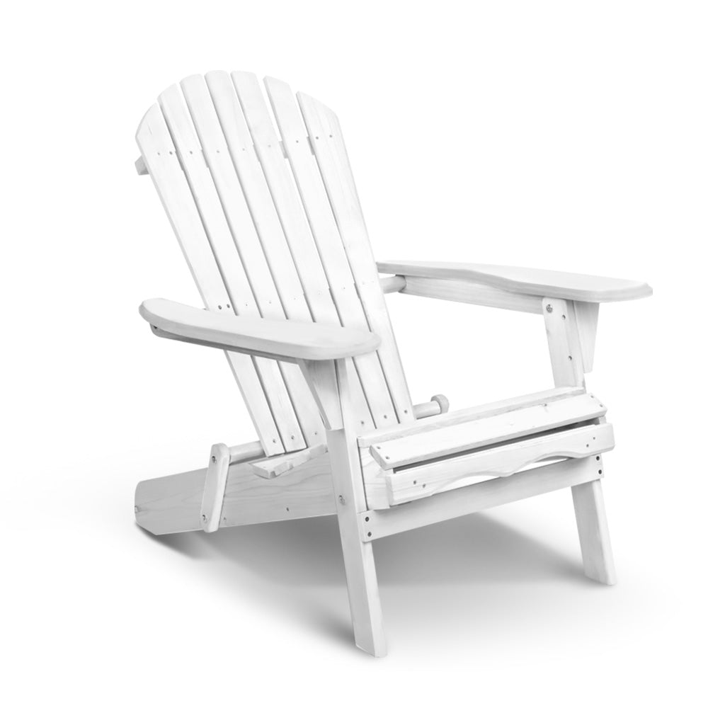 Gardeon Foldable Adirondack Outdoor Chairs – White Wooden Beach & Patio Furniture
