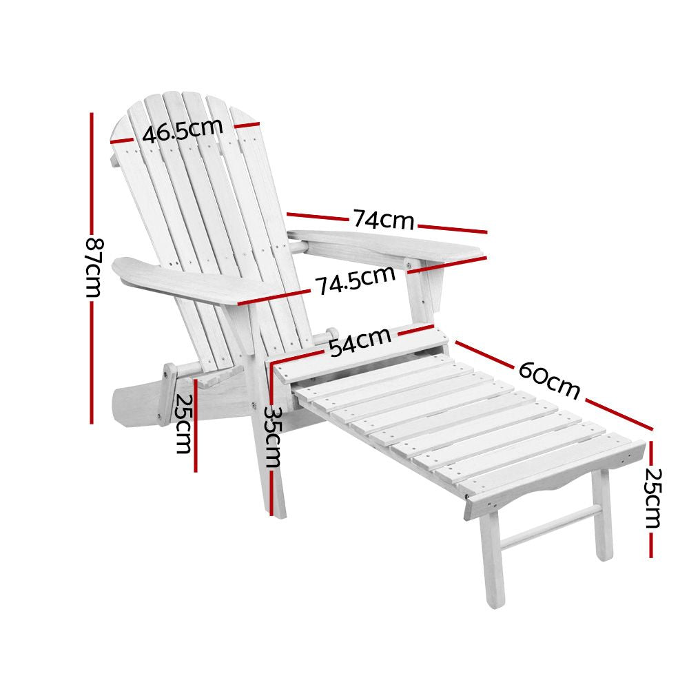 Gardeon 2PC Adirondack Outdoor Chairs – Foldable Wooden Patio Sun Lounges