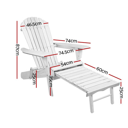 Gardeon 2PC Adirondack Outdoor Chairs – Foldable Wooden Patio Sun Lounges