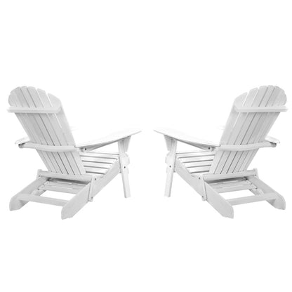Gardeon 2PC Adirondack Outdoor Chairs – Foldable Wooden Patio Sun Lounges