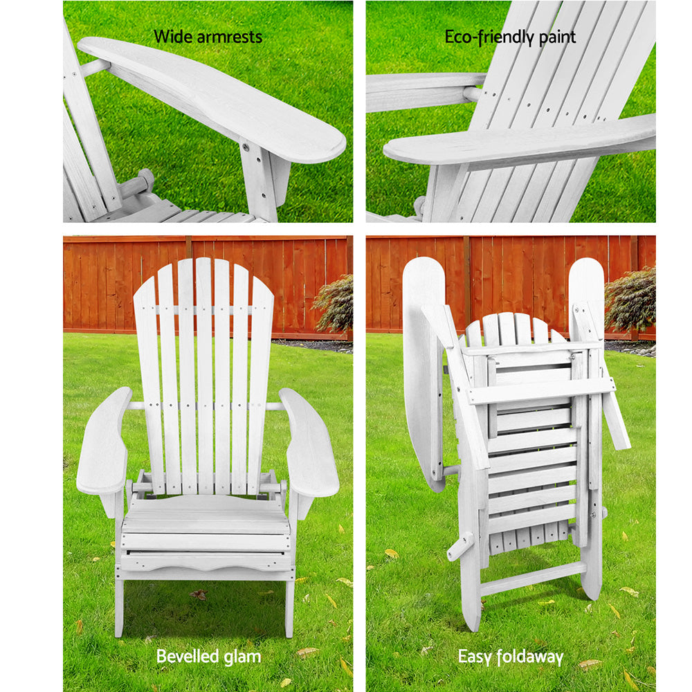 Gardeon 2PC Adirondack Outdoor Chairs – Foldable Wooden Patio Sun Lounges