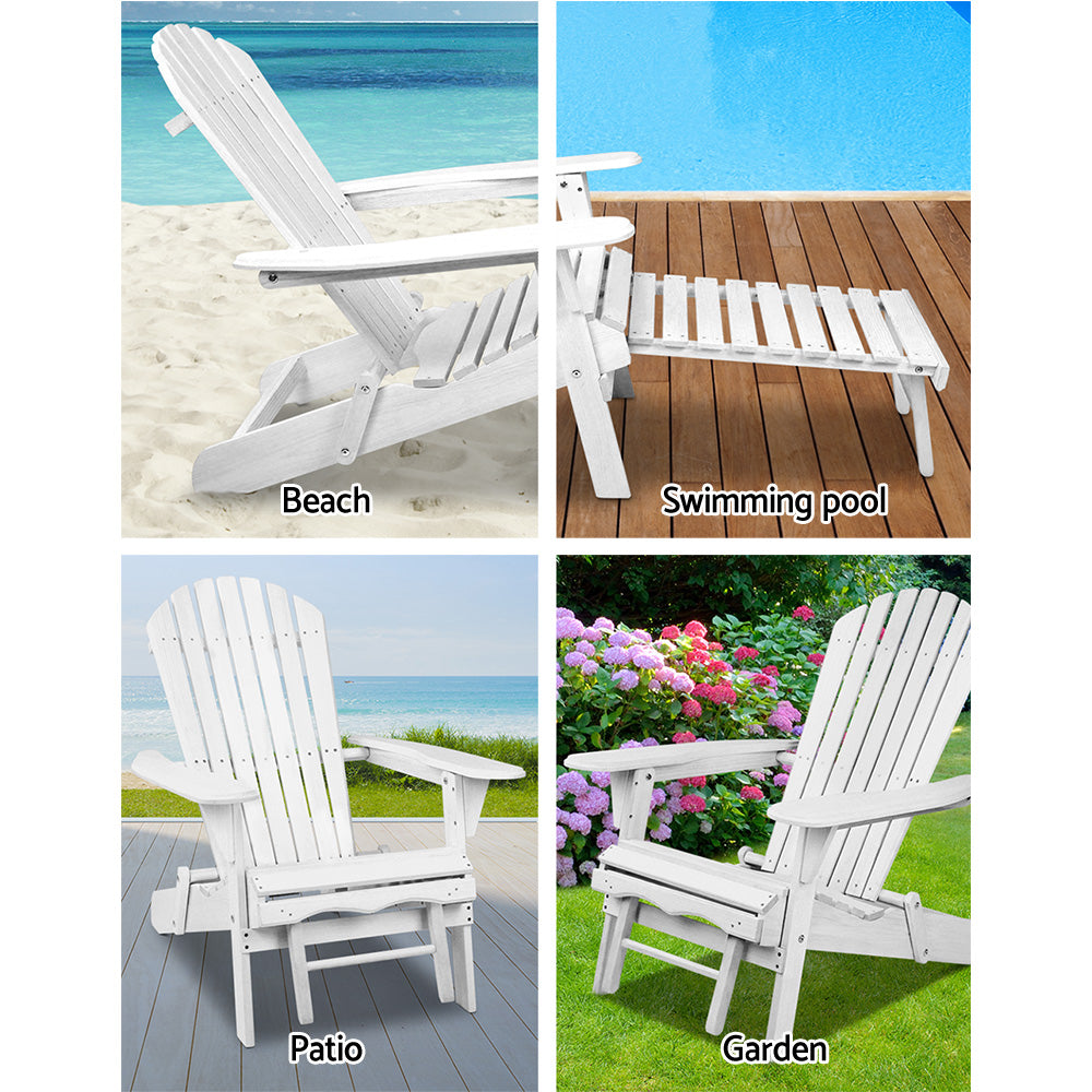 Gardeon 2PC Adirondack Outdoor Chairs – Foldable Wooden Patio Sun Lounges