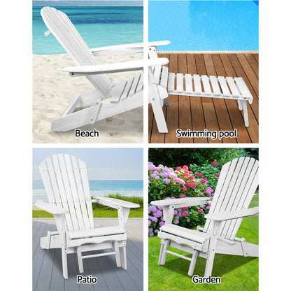 Gardeon 2PC Adirondack Outdoor Chairs – Foldable Wooden Patio Sun Lounges