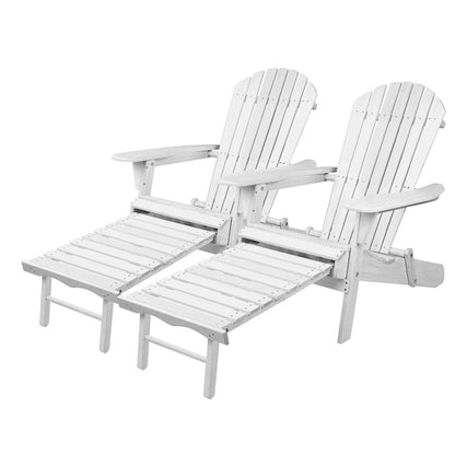 Gardeon 2PC Adirondack Outdoor Chairs – Foldable Wooden Patio Sun Lounges