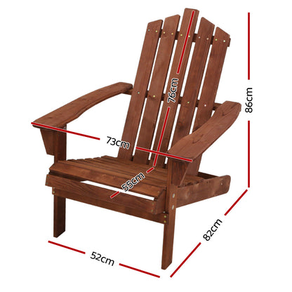 Gardeon Wooden Adirondack Chairs – Brown Outdoor Beach & Patio Garden Furniture