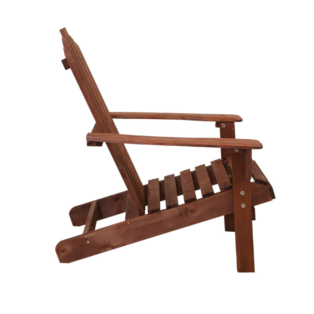 Gardeon Wooden Adirondack Chairs – Brown Outdoor Beach & Patio Garden Furniture