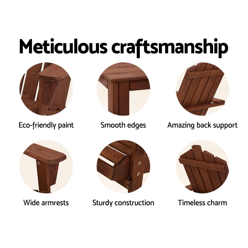 Gardeon Wooden Adirondack Chairs – Brown Outdoor Beach & Patio Garden Furniture
