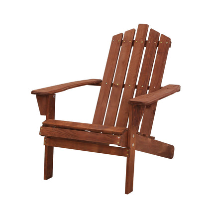 Gardeon Wooden Adirondack Chairs – Brown Outdoor Beach & Patio Garden Furniture