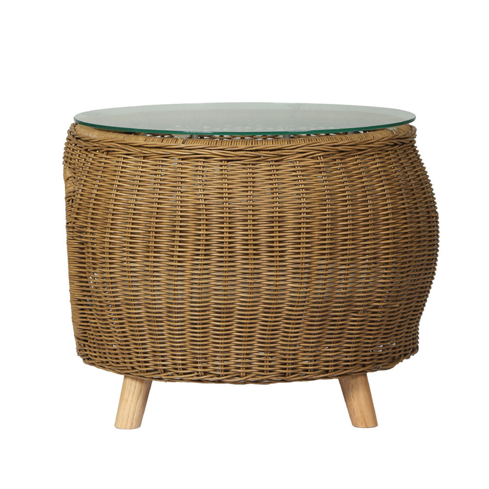 Gardeon Outdoor Coffee Side Table – Wicker & Aluminium with Pet Bed Storage