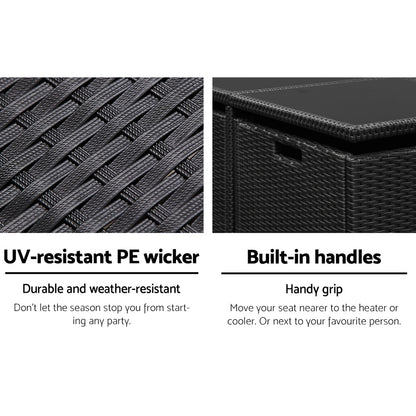 Gardeon 5-Piece Outdoor Dining Set – Black Wicker Table & Chairs Patio Setting