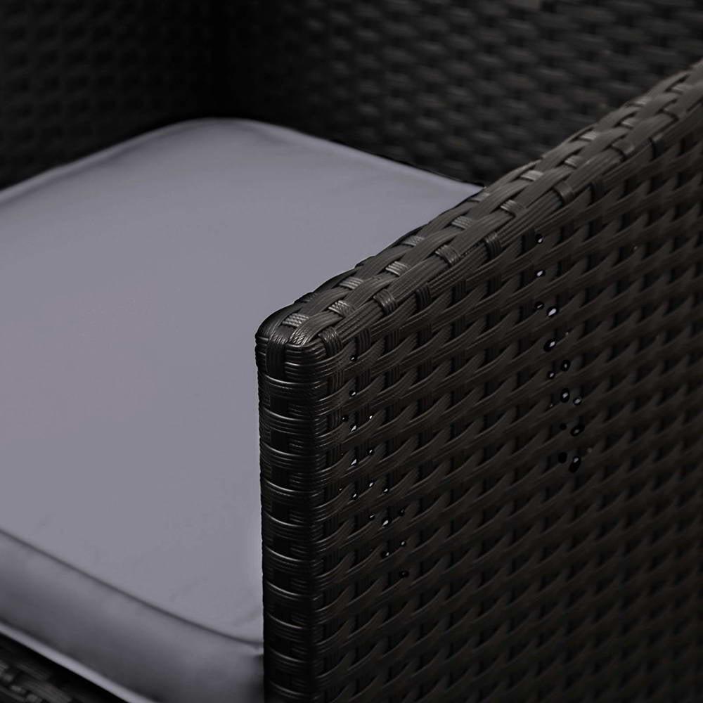 Gardeon 5-Piece Outdoor Dining Set – Black Wicker Table & Chairs Patio Setting