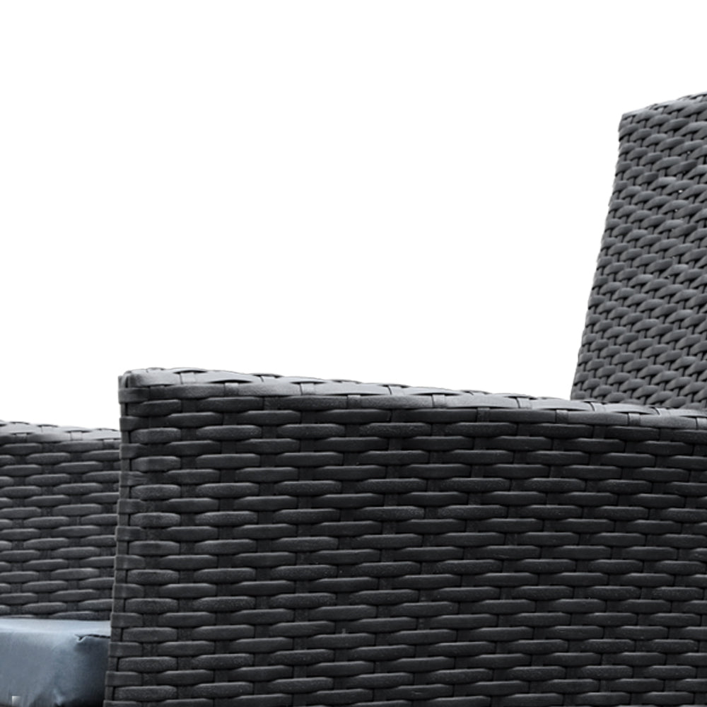 Gardeon 7-Piece Outdoor Dining Set – Black Wicker Lounge Setting for Patio or Garden