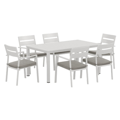 Gardeon 7-Piece Outdoor Dining Set – White Aluminum Table & Chairs Patio Setting