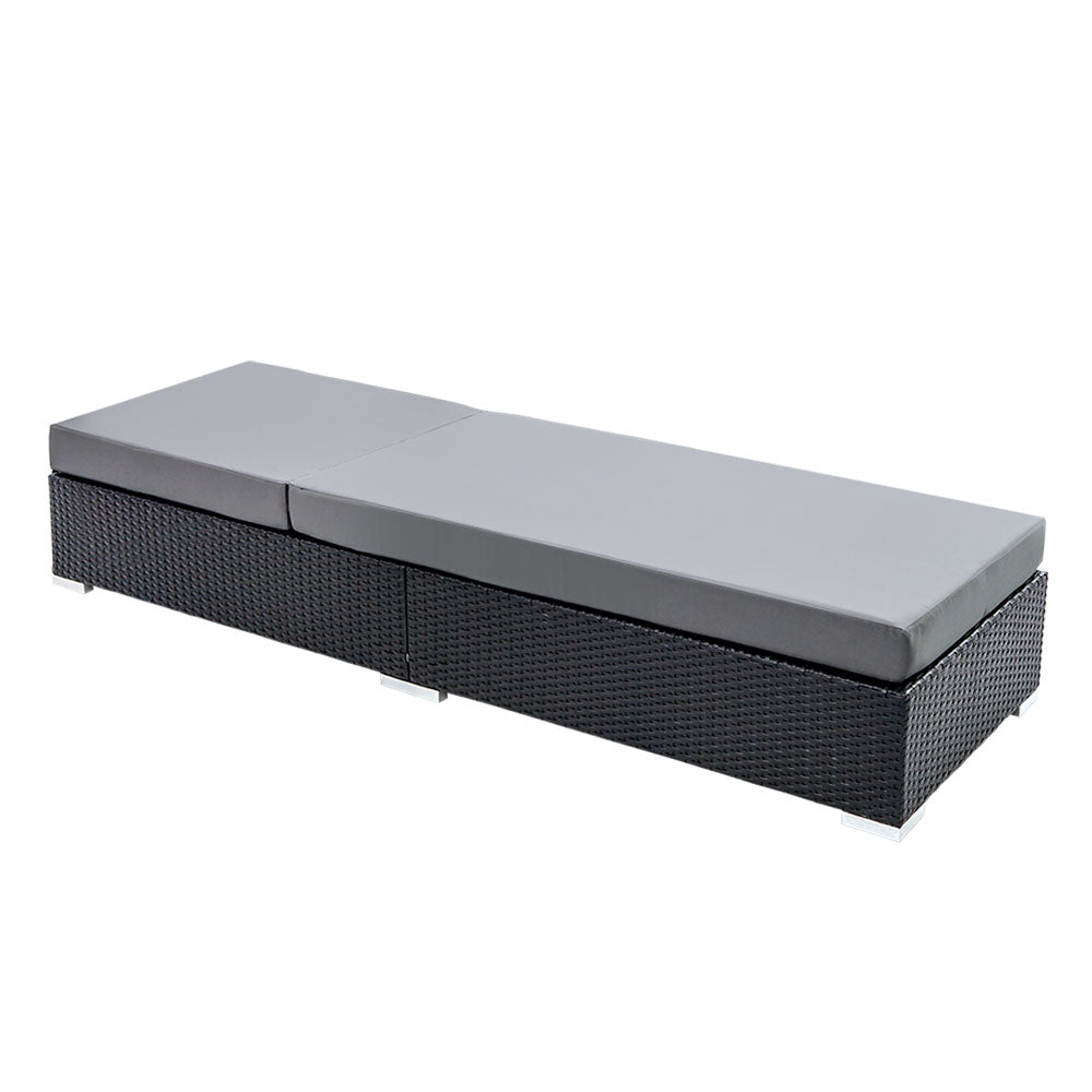 Gardeon Adjustable Wicker Sun Lounge – Outdoor Rattan Day Bed with Cover