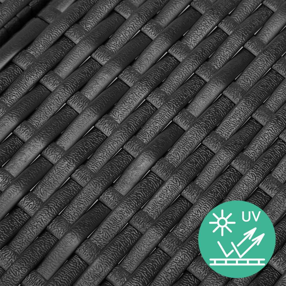 Gardeon 2PC Sun Lounge Set – Black Wicker Adjustable Outdoor Beach & Garden Loungers