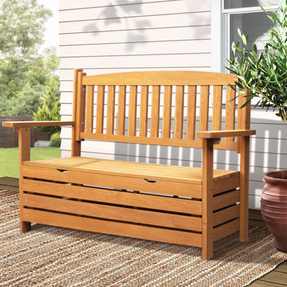 Gardeon Outdoor Storage Bench Box – 2-Seater Wooden Garden Chair (Timber)