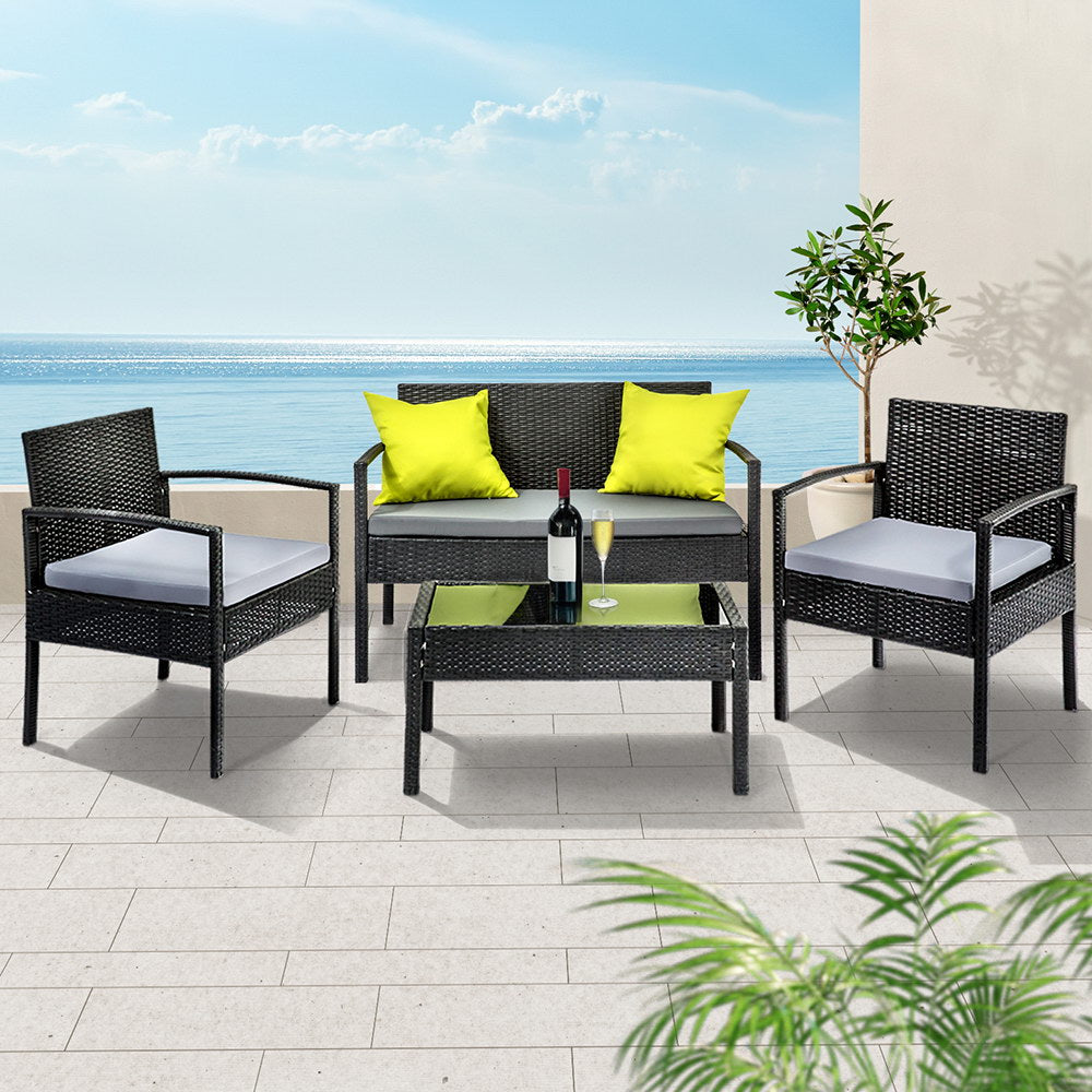 Gardeon Outdoor Wicker Sofa Set – Patio Lounge with Table & Chairs