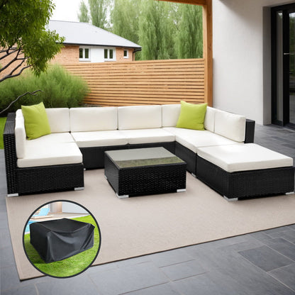 Gardeon 8PC Outdoor Sofa Set – Wicker Lounge Couch Setting with Protective Cover
