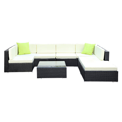Gardeon 8PC Outdoor Sofa Set – Wicker Lounge Couch Setting with Protective Cover