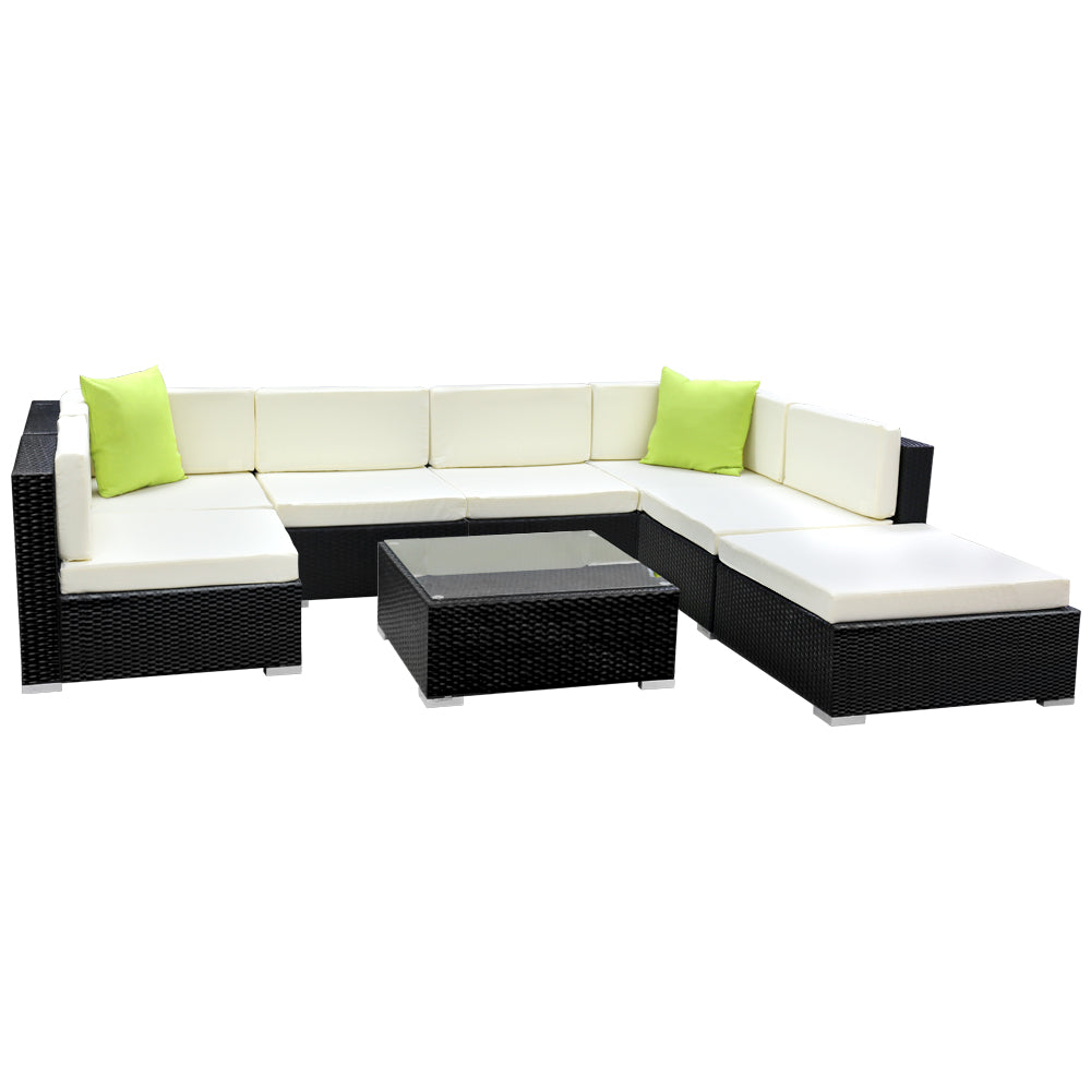 Gardeon 8PC Outdoor Sofa Set – Wicker Lounge Couch Setting with Protective Cover