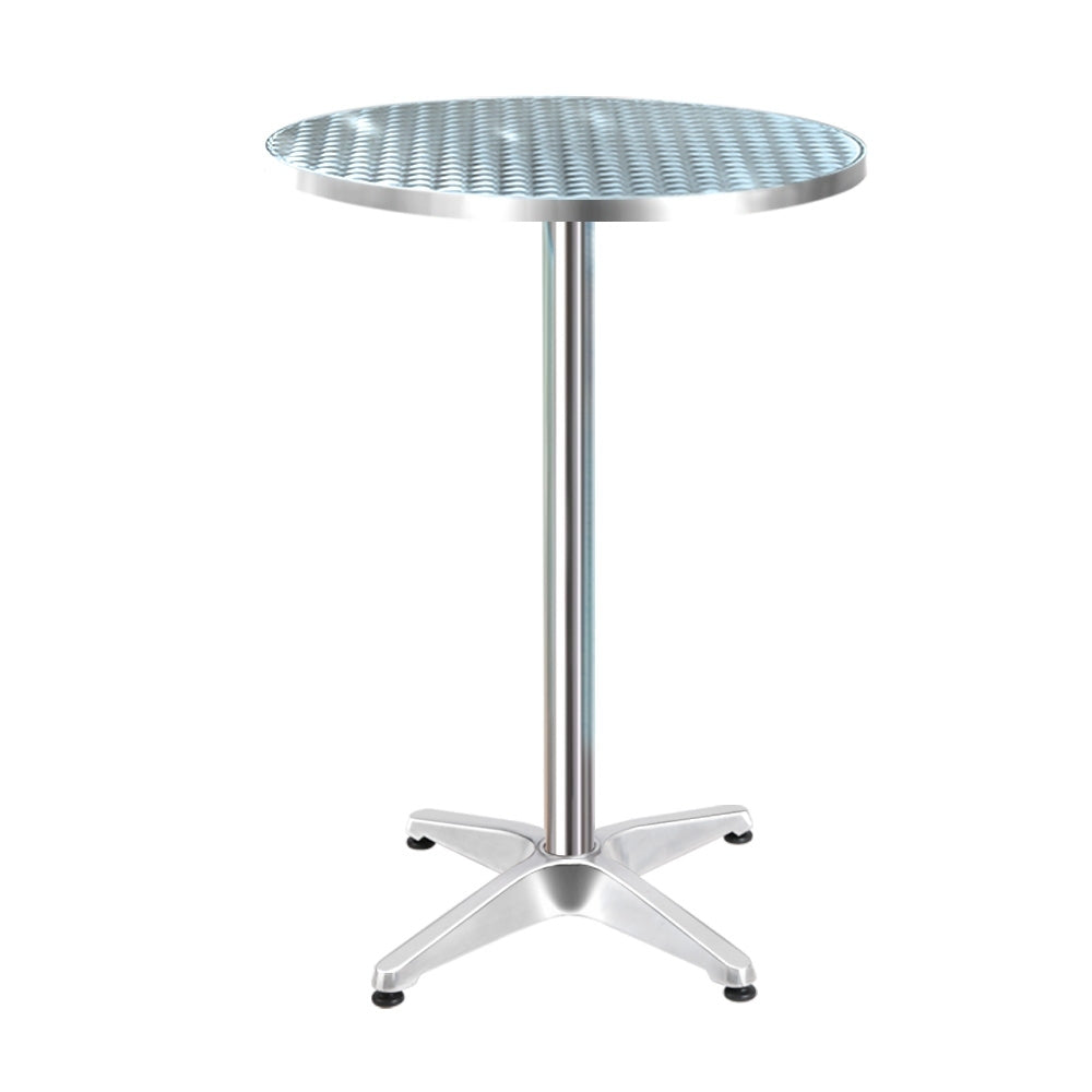 Gardeon Adjustable Outdoor Bar Table – Round Aluminium Patio Table 70/110cm