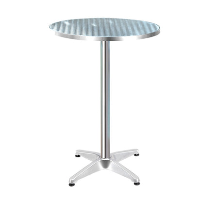 Gardeon Adjustable Outdoor Bar Table – Round Aluminium Patio Table 70/110cm