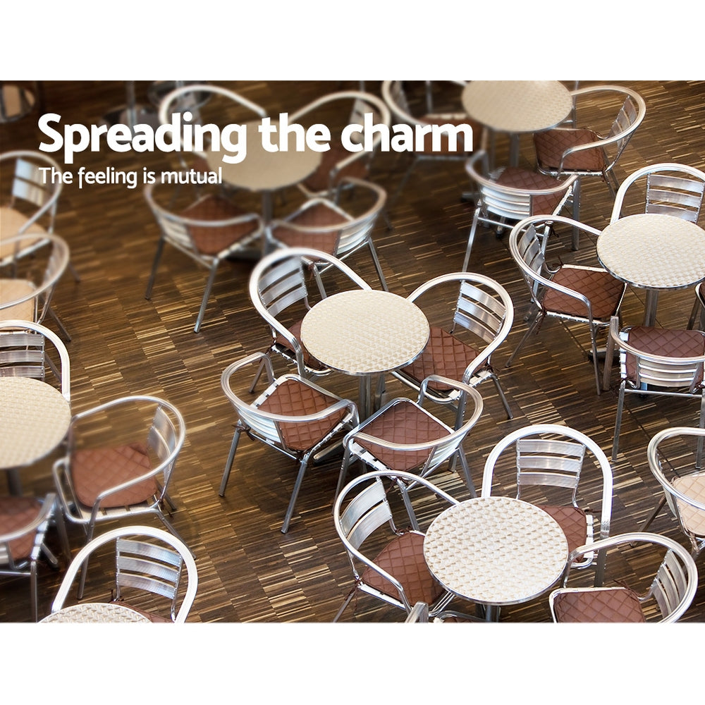 Gardeon Adjustable Outdoor Bar Table – Round Aluminium Patio Table 70/110cm