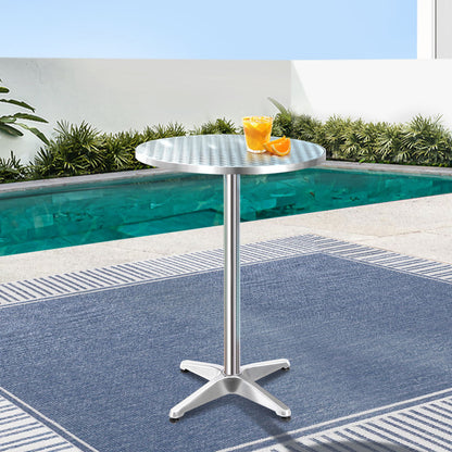 Gardeon Adjustable Outdoor Bar Table – Round Aluminium Patio Table 70/110cm