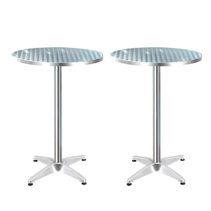 Gardeon Set of 2 Outdoor Bar Tables – Adjustable Aluminium Round 70/110cm