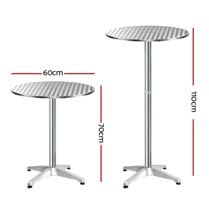 Gardeon Set of 2 Outdoor Bar Tables – Adjustable Aluminium Round 70/110cm
