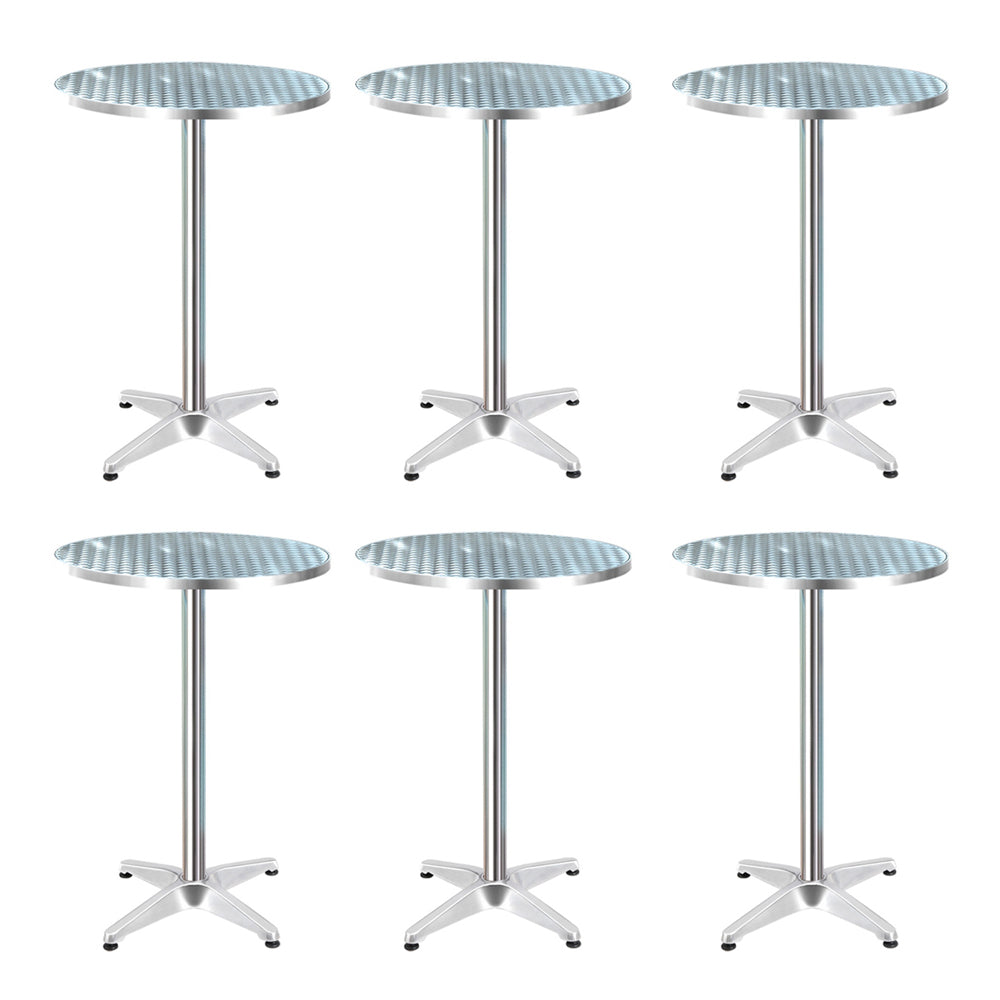 Gardeon Set of 6 Outdoor Bar Tables – Adjustable Round Aluminium 70/110cm Patio Tables