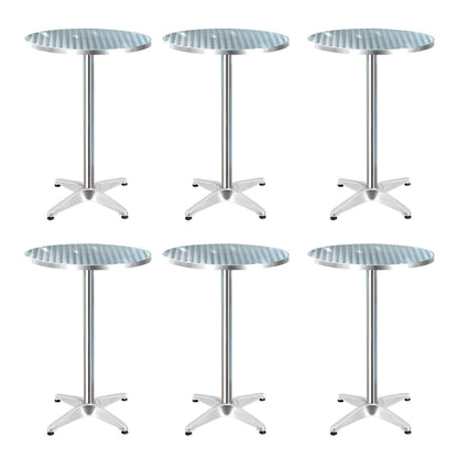 Gardeon Set of 6 Outdoor Bar Tables – Adjustable Round Aluminium 70/110cm Patio Tables