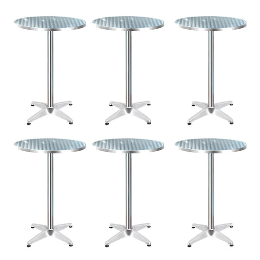 Gardeon Set of 6 Outdoor Bar Tables – Adjustable Round Aluminium 70/110cm Patio Tables