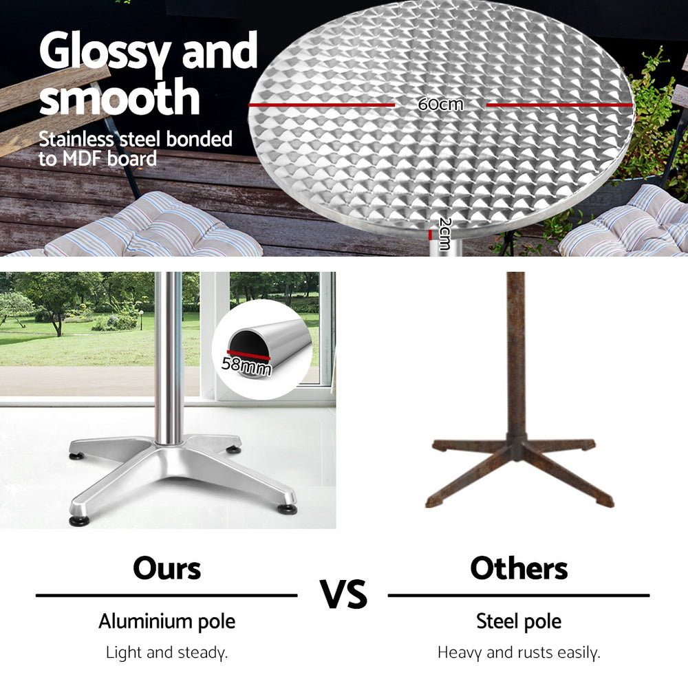 Gardeon Set of 6 Outdoor Bar Tables – Adjustable Round Aluminium 70/110cm Patio Tables