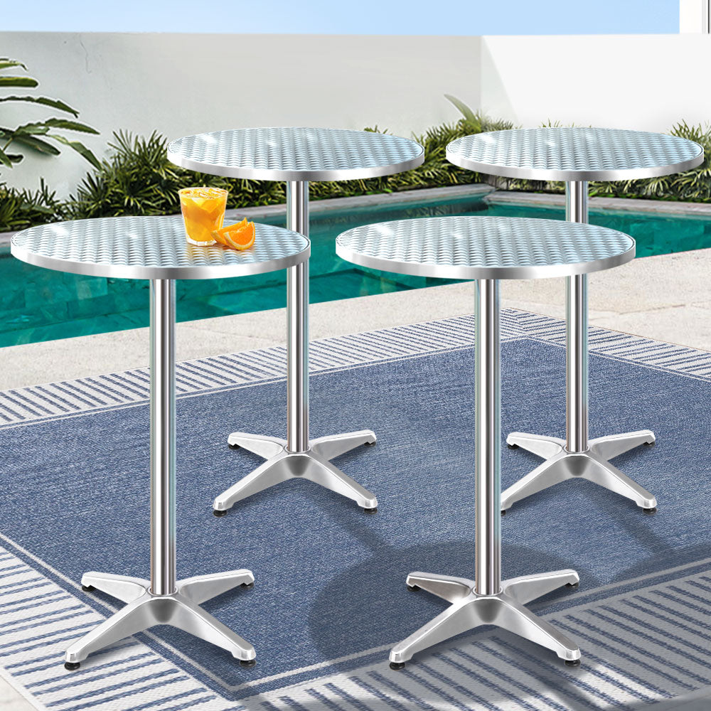 Gardeon Set of 6 Outdoor Bar Tables – Adjustable Round Aluminium 70/110cm Patio Tables