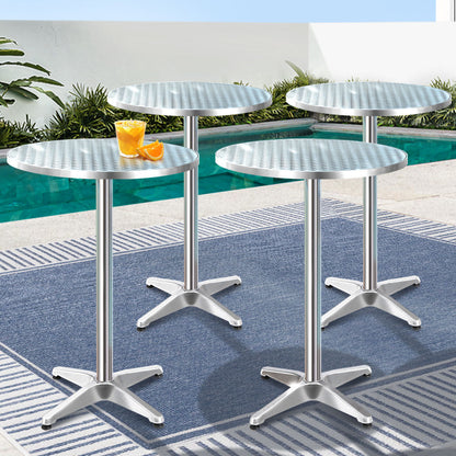Gardeon Set of 6 Outdoor Bar Tables – Adjustable Round Aluminium 70/110cm Patio Tables