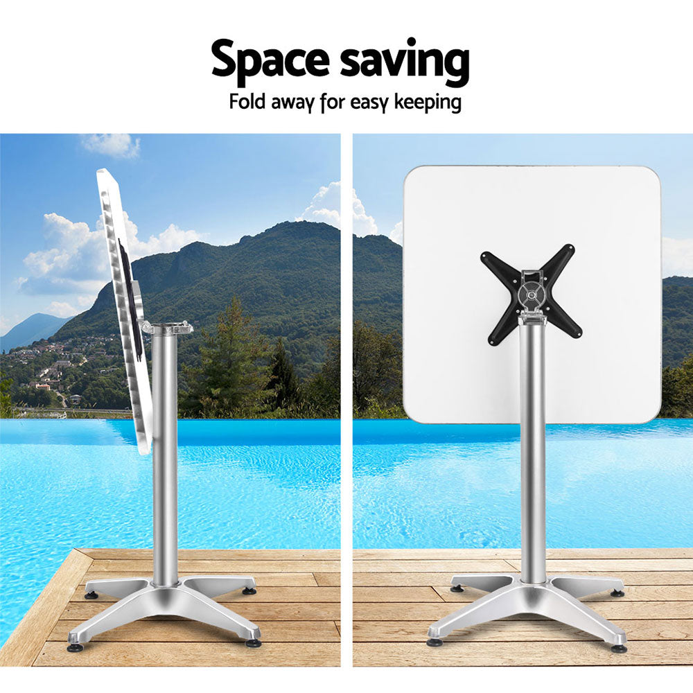 Gardeon Adjustable Outdoor Bar Table – Aluminium Square Table 70/110cm