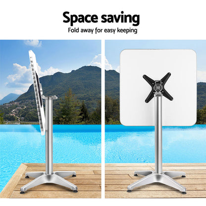 Gardeon Adjustable Outdoor Bar Table – Aluminium Square Table 70/110cm