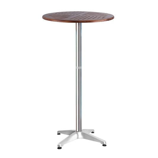 Gardeon Outdoor Bar Table – Round Wooden Café Table with Aluminium Pole
