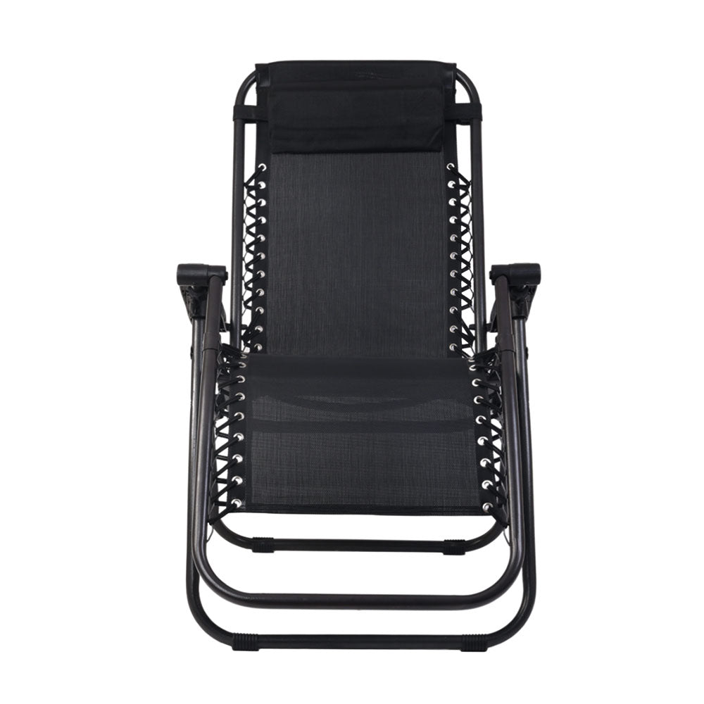 Gardeon Zero Gravity Recliner Chair – Folding Outdoor Sun Lounge for Camping (Black)
