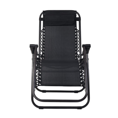 Gardeon Zero Gravity Recliner Chair – Folding Outdoor Sun Lounge for Camping (Black)