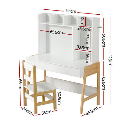 Keezi 2PCS Kids Table & Chair Set – Study Desk with Storage Drawer for Activities & Toys